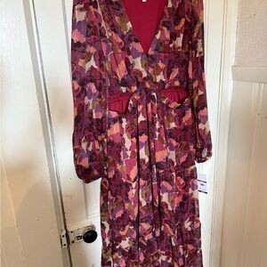 Floral V-Neck Cut-Out Maxi Dress